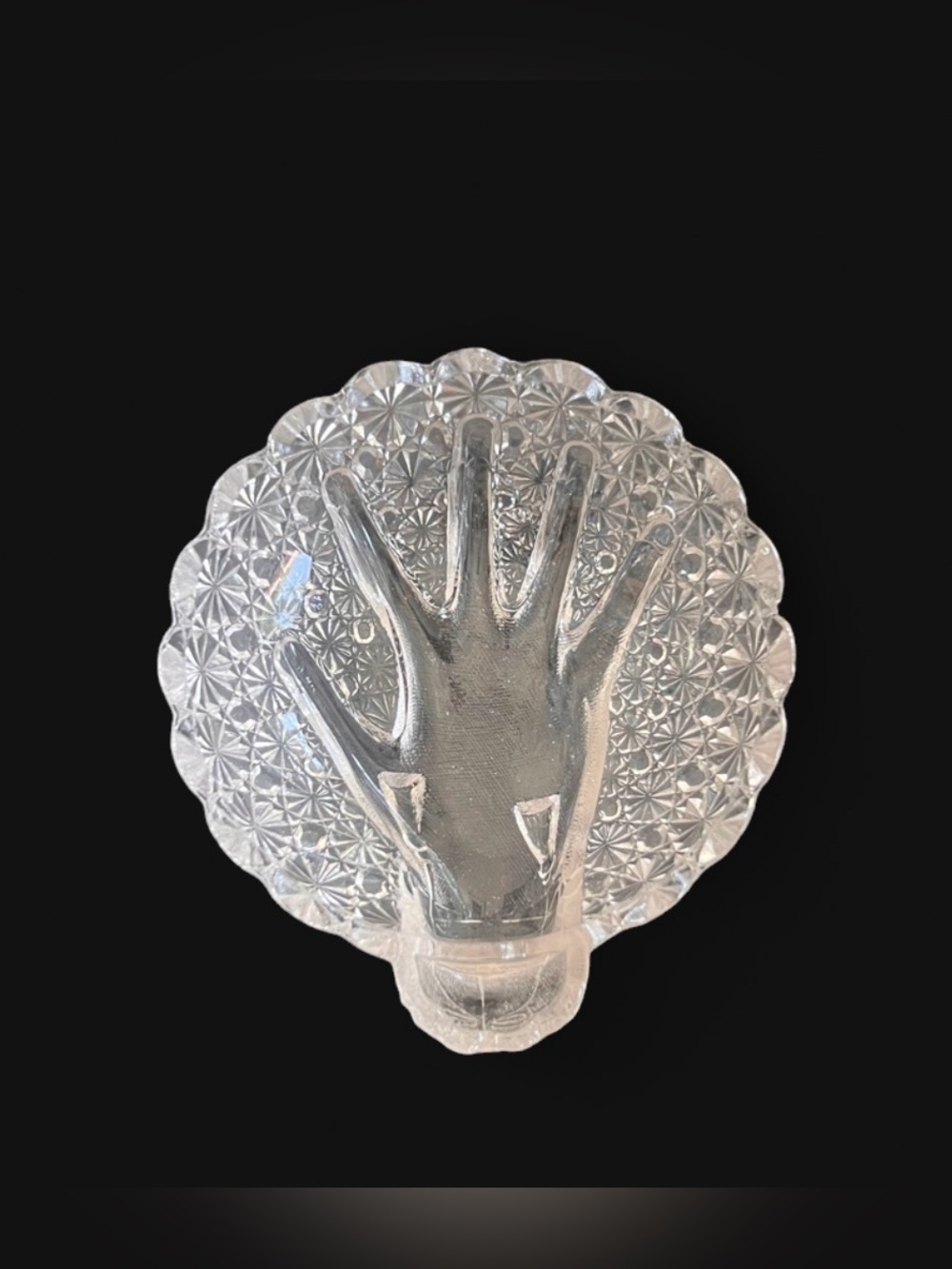 Antique EAPG hand-shaped trinket Daisy and Button pattern by Greentown Glass